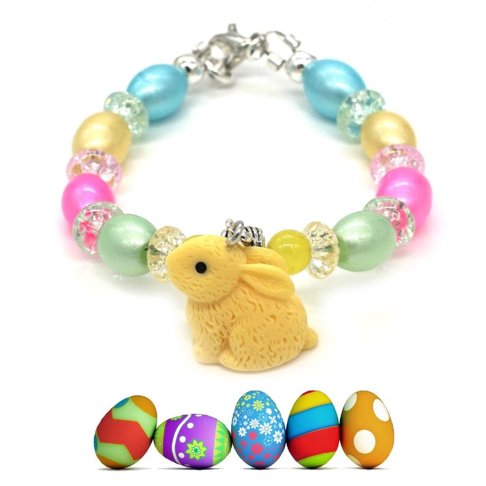 Bracelet Easter and Spring theme with rabbit charm.
